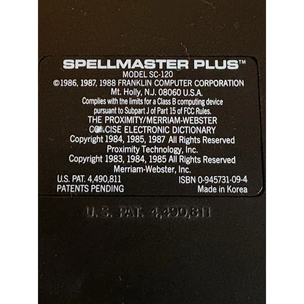 Franklin Spellmaster Plus SC-120 Electronic Merriam Dictionary Spell VTG-works!